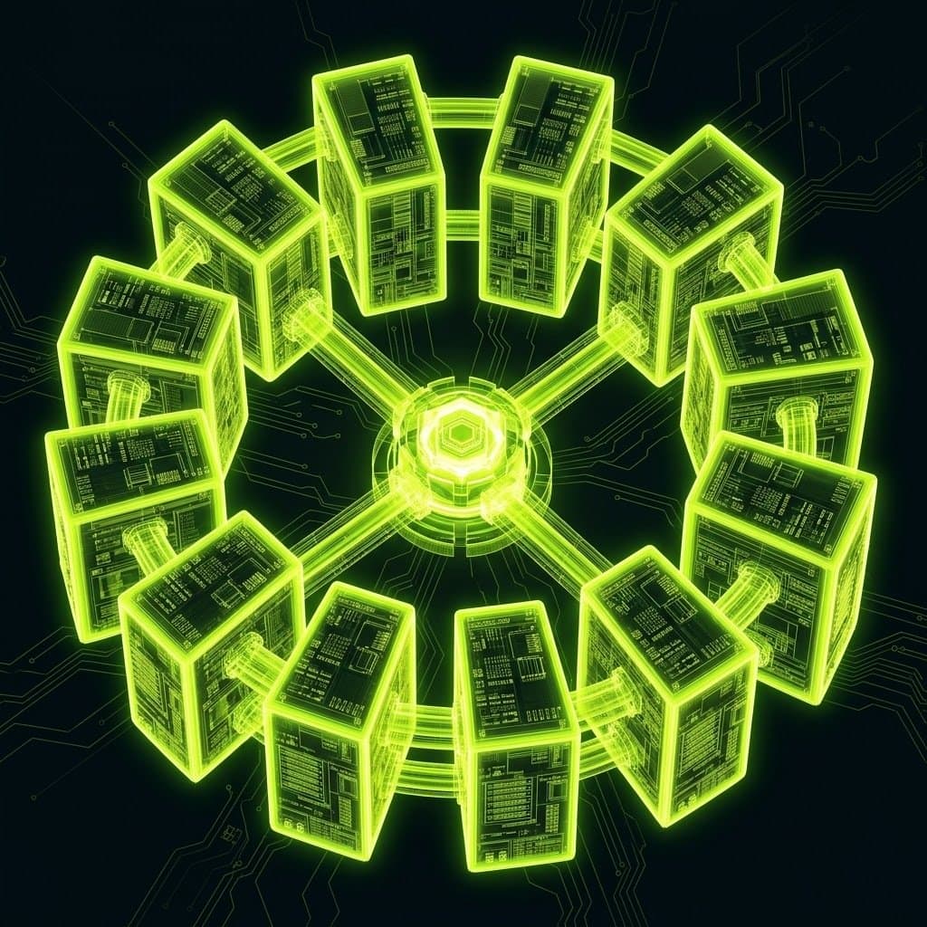A ring of connected article slabs around a core